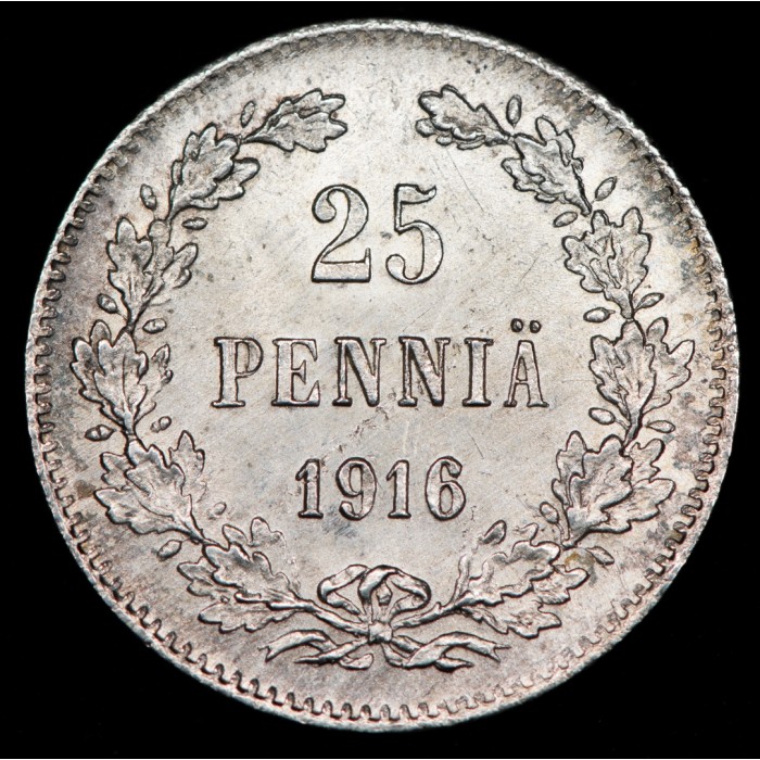 Finlandia 25 Pennia 1916 KM6.2 Ag MB+