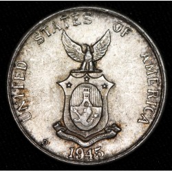 Filipinas 10 Centavos 1945 D KM181 Ag EXC+