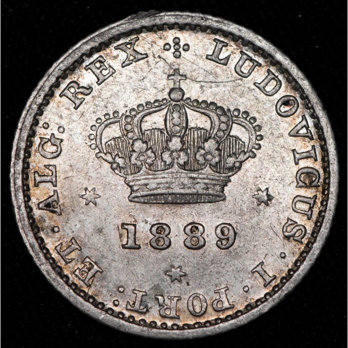 Portugal 50 Reis 1889 Ludovicus I KM506.1 Ag EXC-