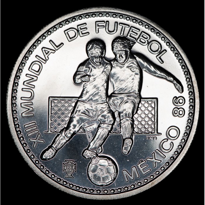 Portugal 100 Escudos Mundial Mexico 1986 KM637a Ag UNC