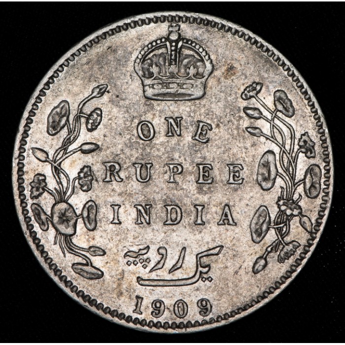 India Britanica 1 Rupia 1909C KM508 Ag MB