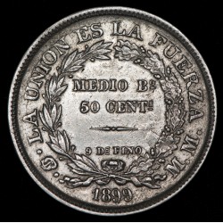 Bolivia 50 Centavos 1899/69 MM KM161.5 Ag MB+