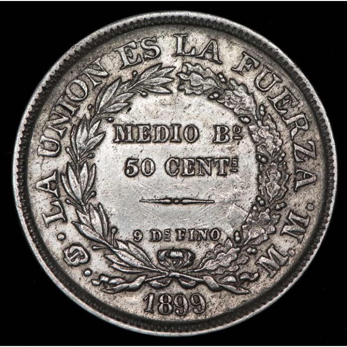 Bolivia 50 Centavos 1899/69 MM KM161.5 Ag MB+