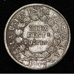 Bolivia 10 Centavos 1873 FE KM158.1 Ag MB