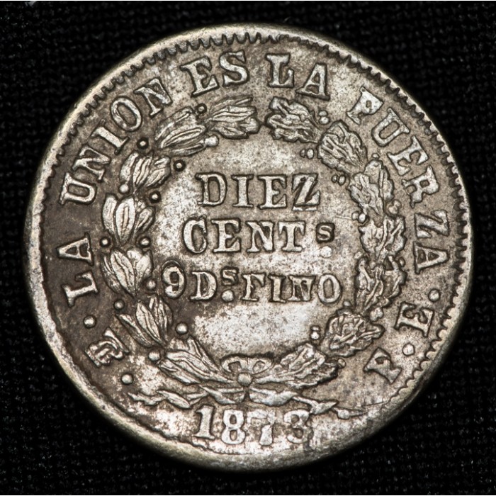 Bolivia 10 Centavos 1873FE KM158.1 Ag MB