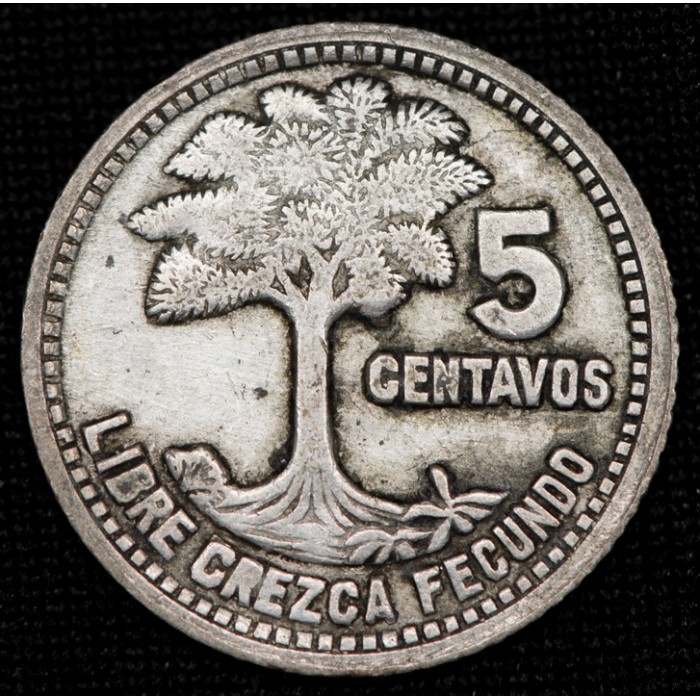 Guatemala 5 Centavos 1958 Ag MB+