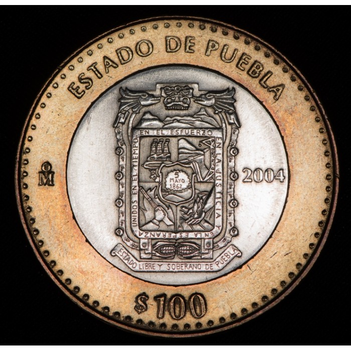 Mexico 100 Pesos Puebla 2004 KM738 Ag EXC+