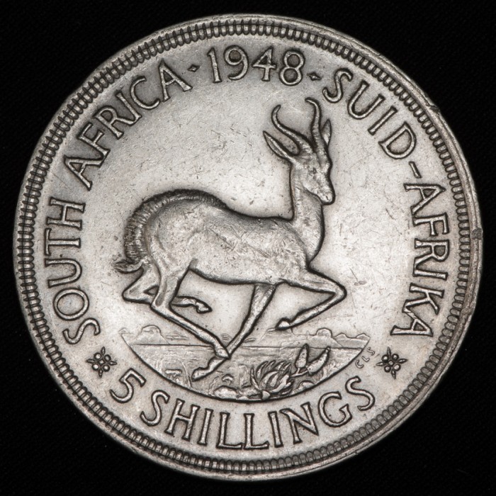Sudafrica 5 shillings 1948 KM40.1 Ag EXC