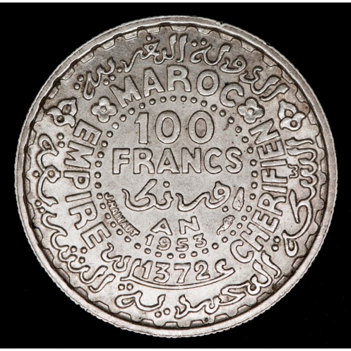 Marruecos 100 Francs 1953 KMY52 Ag EXC+