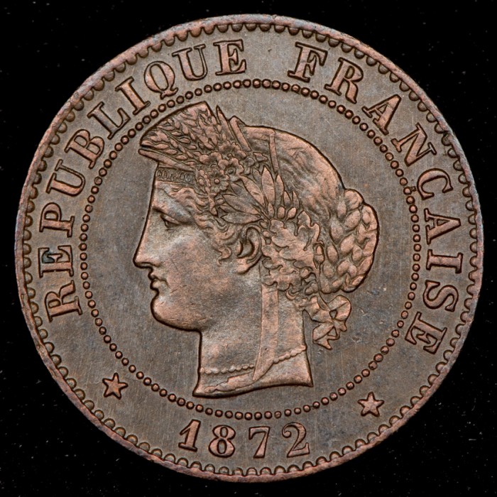 Francia 1 Cent 1872A KM826.1 EXC+