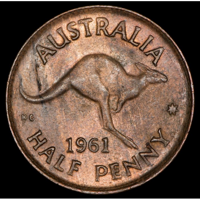 Australia 1/2 Penny 1961 KM61 Cobre EXC