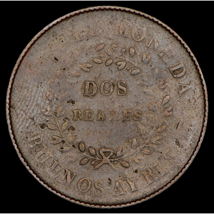 Buenos Aires 2 Reales 1840 A4 - R1 CJ14.1.6 Cobre Buena