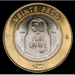 Mexico 20 Pesos 50 aniversario Plan DN-III-E 2016 KM988 Bimetalica UNC
