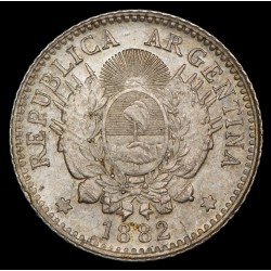 Argentina 10 Centavos 1882 CJ22.1.1 Ag UNC