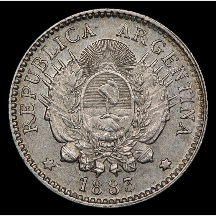 Argentina 10 Centavos 1883 CJ23.2 Ag EXC-