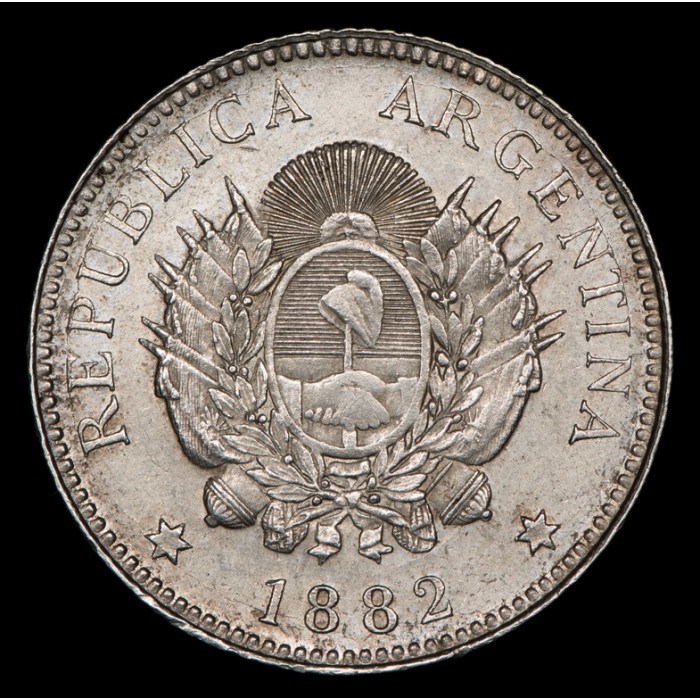 Argentina 20 Centavos 1882 CJ19.1 Ag EXC-