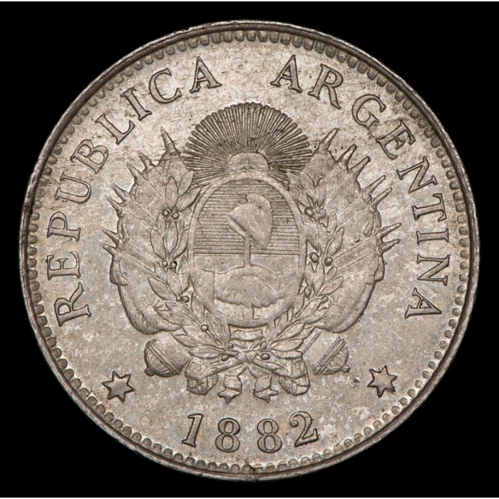 Argentina 20 Centavos 1882 CJ19.2 Ag EXC-