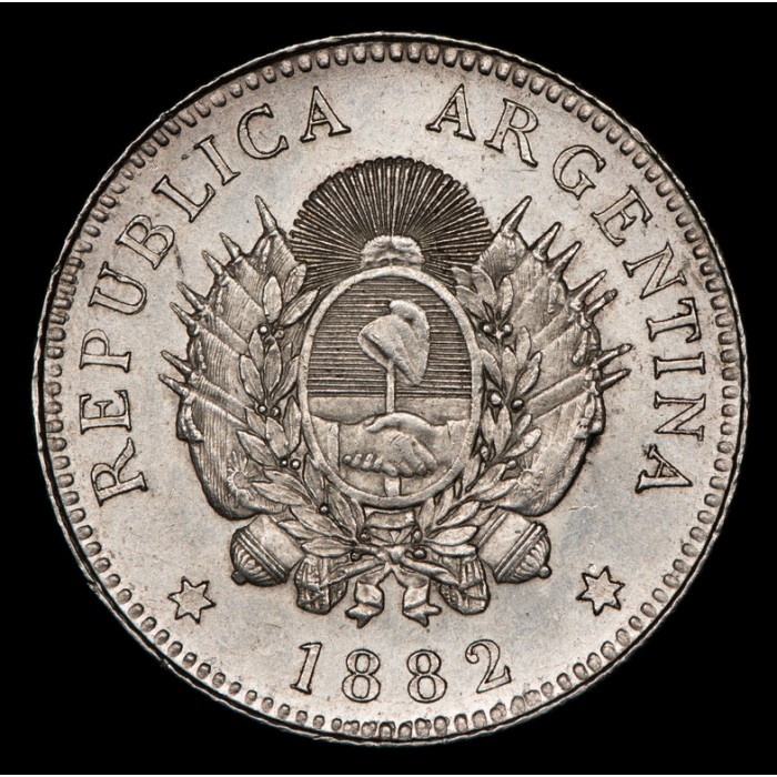 Argentina 20 Centavos 1882 CJ19.5 Ag EXC/EXC+