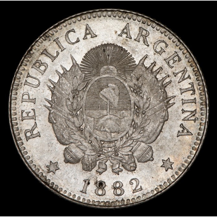 Argentina 20 Centavos 1882 CJ19.6 Ag UNC