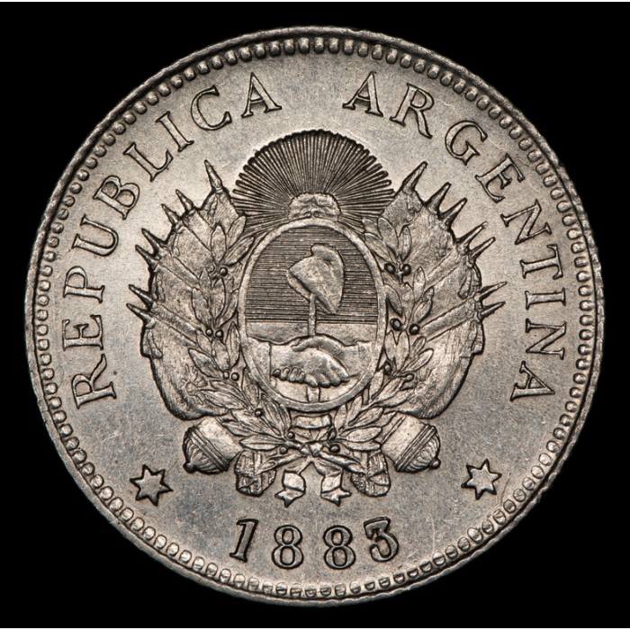 Argentina 20 Centavos 1883 CJ20.6 Ag EXC+
