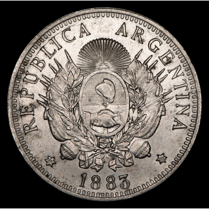 Argentina 50 Centavos 1883 CJ17.2 Ag MB+