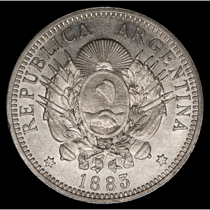 Argentina 50 Centavos 1883 CJ17.4.1 Ag EXC+