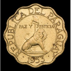Paraguay 10 Centimos 1953 Reverso Medalla KM25 Bronce UNC