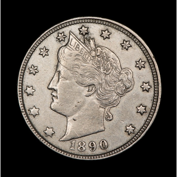 Estados Unidos 5 Centavos de Dolar 1890 KM112 Cuproniquel MB/EXC