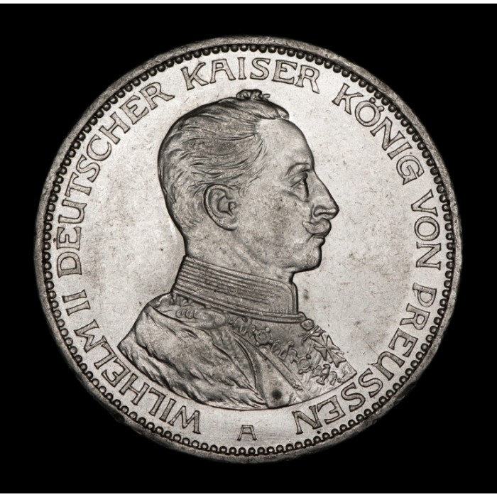 Alemania Prussia 3 Marcos 1914A KM538 Ag EXC+