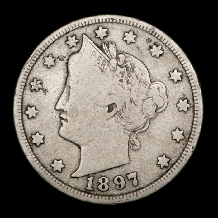 Estados Unidos 5 Centavos 1897 KM112 Cuproniquel F+