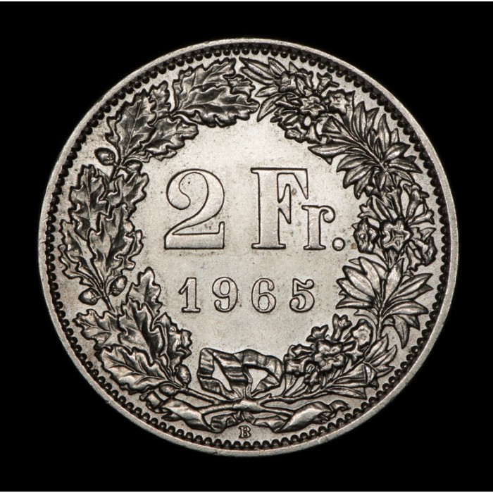 Suiza 2 Francos 1965B KM21 Ag UNC