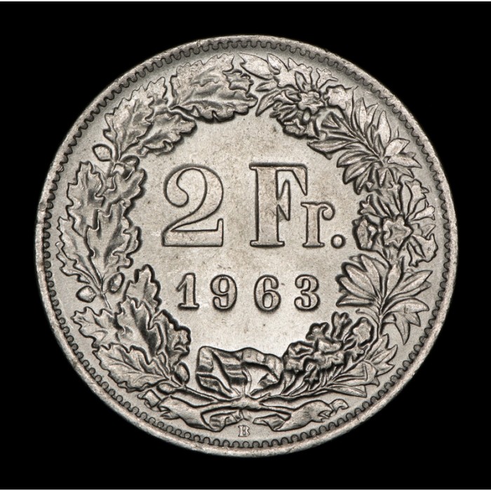 Suiza 2 Francos 1963B KM21 Ag UNC