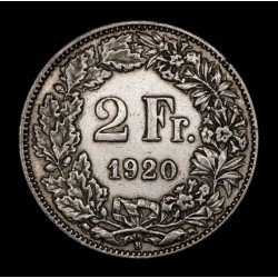 Suiza 2 Francos 1920B KM21 Ag MB