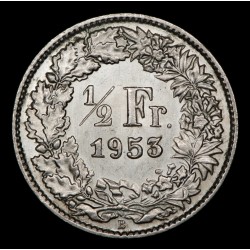 Suiza 1/2 Franco 1953B KM23 Ag UNC