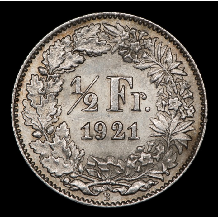 Suiza 1/2 Franco 1921B KM23 Ag UNC