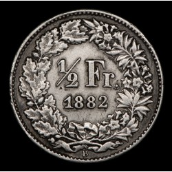 Suiza 1/2 Franco 1882B KM23 Ag MB
