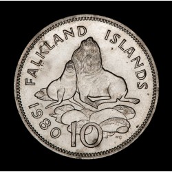 Islas Malvinas 10 Pence 1980 KM5.1 CuNi UNC
