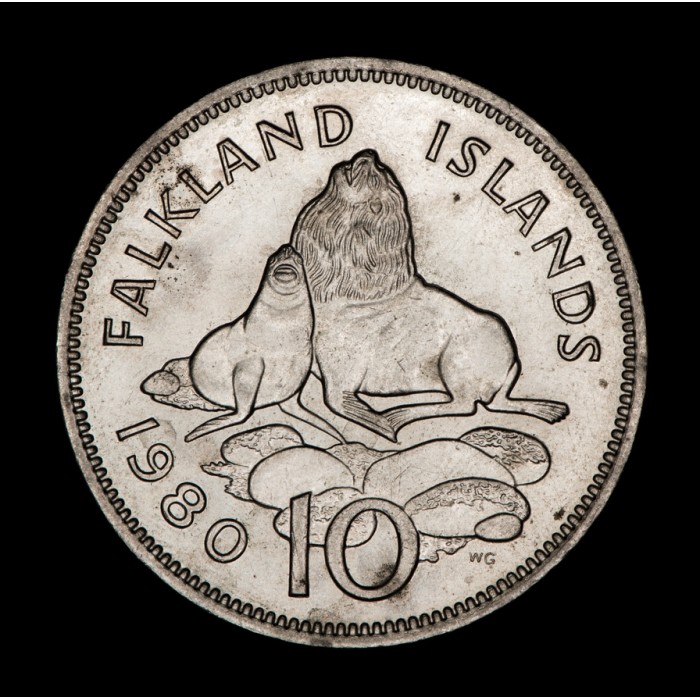 Islas Malvinas 10 Pence 1980 KM5.1 CuNi UNC