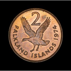 Islas Malvinas 2 Pence 1974 KM3 Bronce EXC+