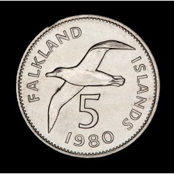 Islas Malvinas 5 Pence 1980 KM4.1 Cuproniquel EXC