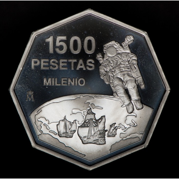 Octogonal España 1500 Pesetas Milenio 1999 Ag Proof UNC