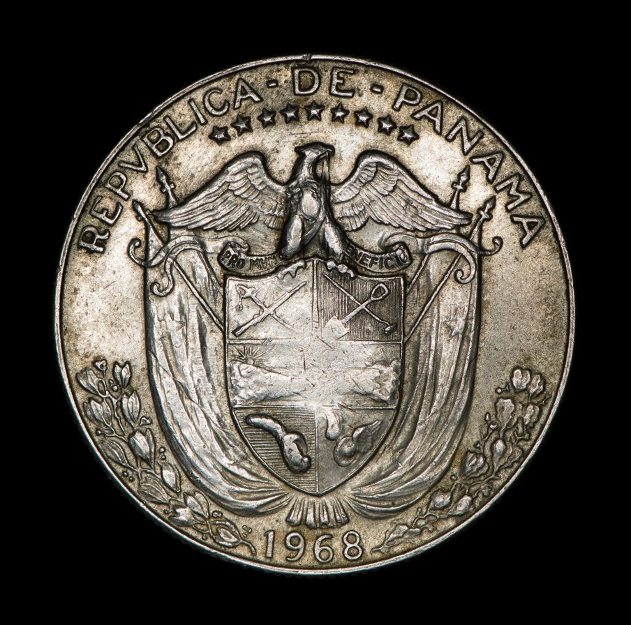 Moneda Panamá 1/2 Medio Balboa 1968 KM # 26 Ss-VF #F 2444" Balboa" 