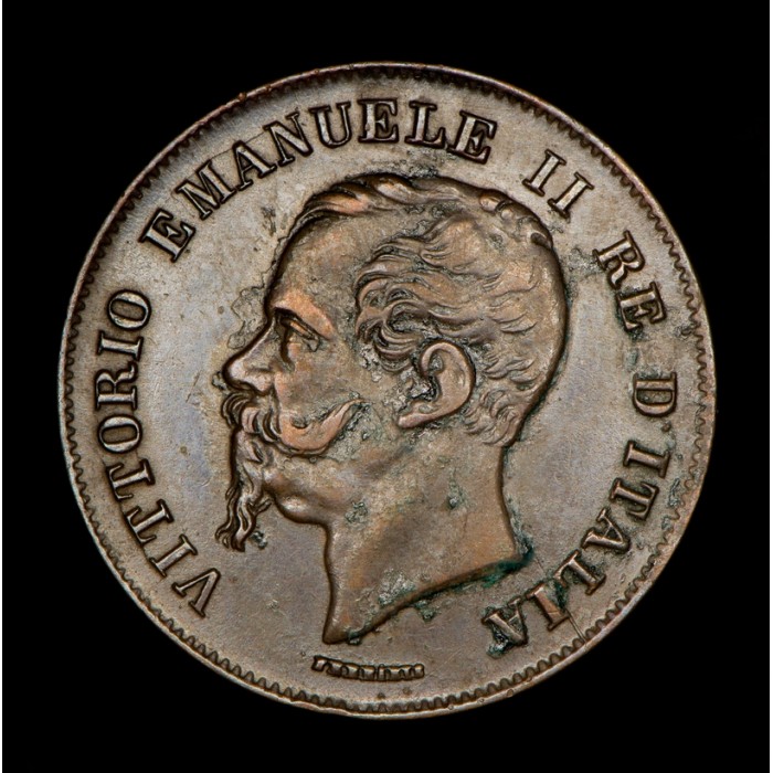 Italia 5 centesimi 1861M KM3.2 Cobre EXC