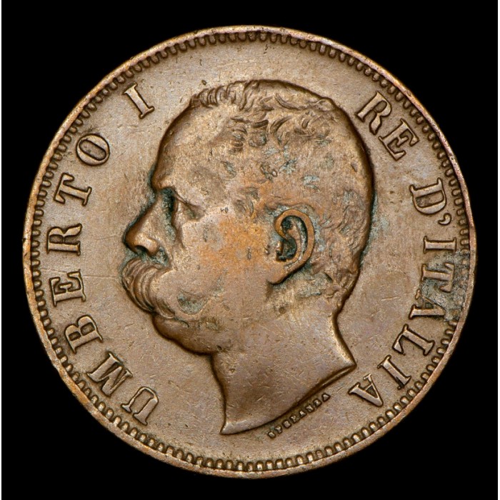 Italia 10 centesimi 1893R KM27.2 Cobre MB+