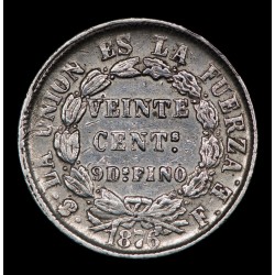 Bolivia 20 Centavos 1876 FE KM159.1 Ag MB/EXC