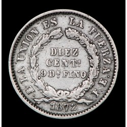 Bolivia 10 Centavos 1872 FE KM158.1 Ag MB+