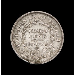 Bolivia 5 Centavos 1895 ES KM157.2 Ag MB+