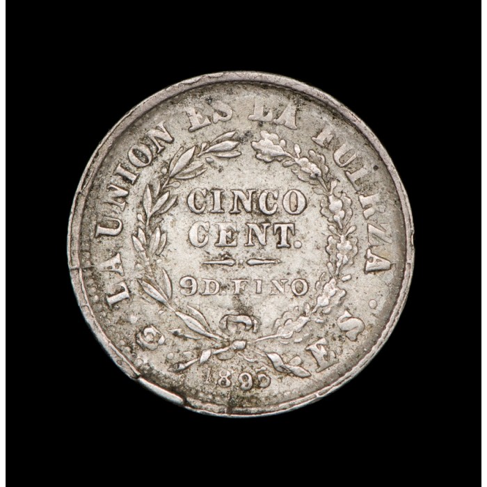 Bolivia 5 Centavos 1895 ES KM157.2 Ag MB+
