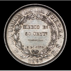 Bolivia 1/2 Boliviano 1897 ES KM161.5 Ag MB+/EXC