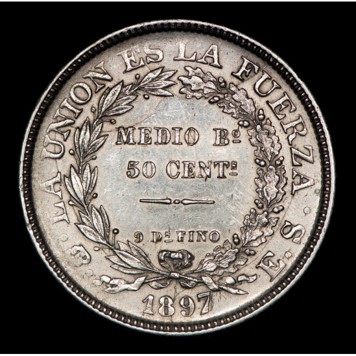 Bolivia 1/2 Boliviano 1897 ES KM161.5 Ag MB+/EXC